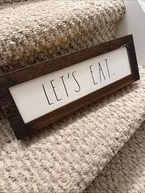 Rae Dunn White & Brown "LET'S EAT." Framed Wood Sign